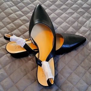 Naturalizer Banks Black Leather Slingback Strap Flats